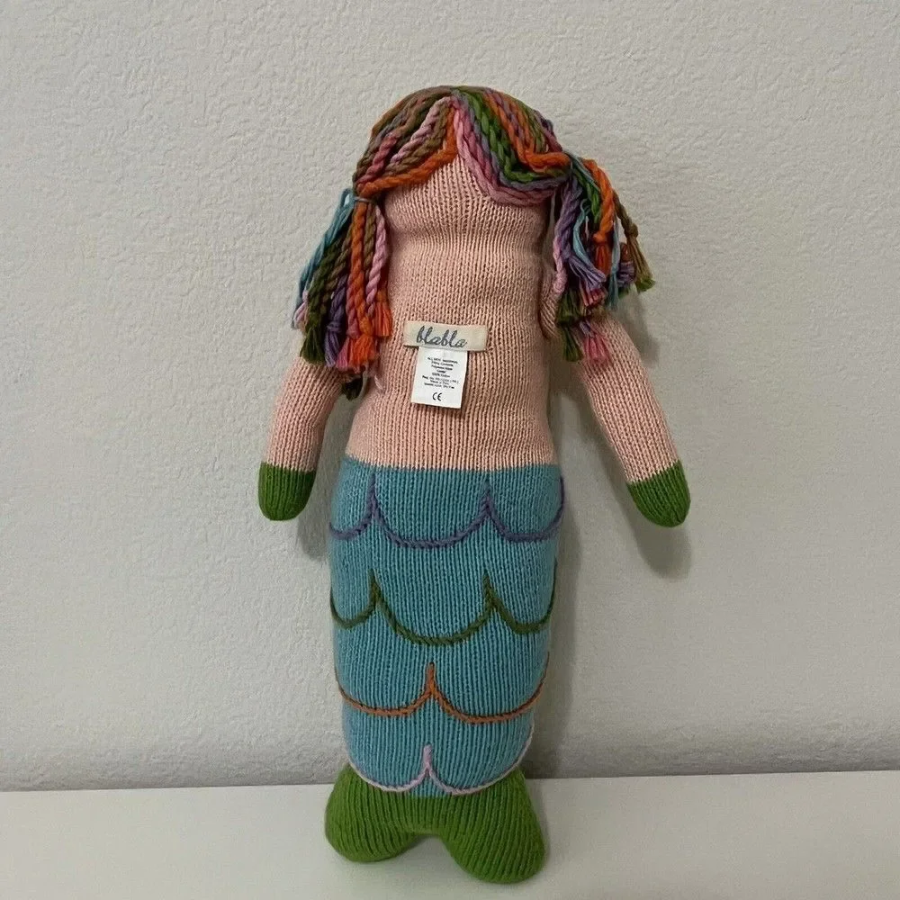 Blabla Kids Regular Mermaid Doll Hand Knitted Plush Blue Tail 18